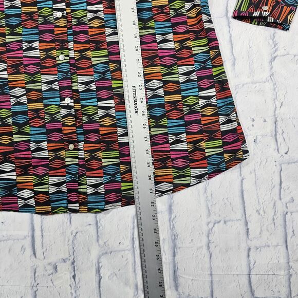 KikiSol WOMENS SIZE L Multicolor Art Boho Tunic Boyfriend Shirt Button Sheer - Picture 2 of 10